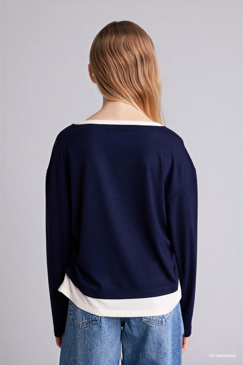 FILLES Marin T-shirt en jersey pour fille