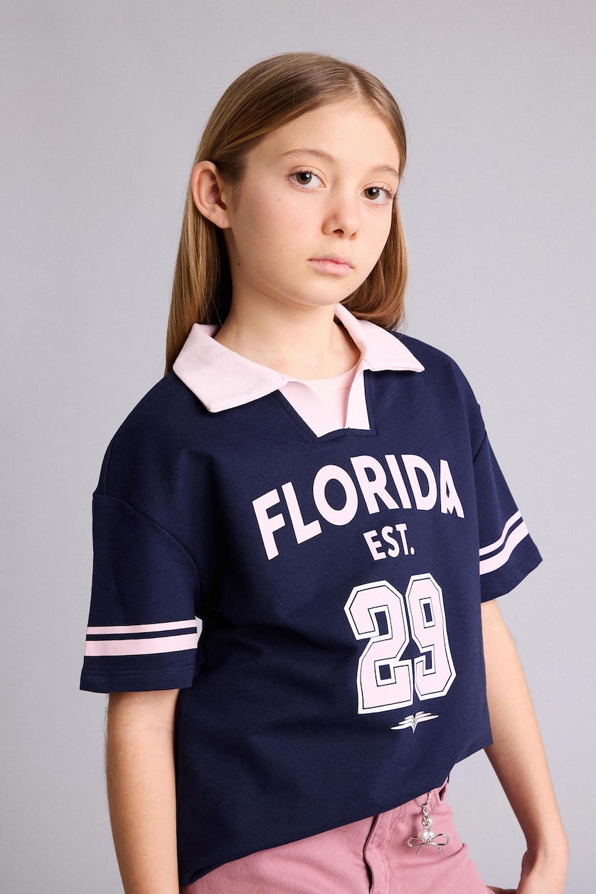 Young Girls - Teen Girls NAVY Girl Printed Oversize T-Shirt