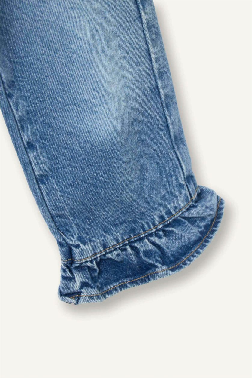 Kız Bebek Mavi Wıde Leg Pamuklu Pantolon Kız Bebek