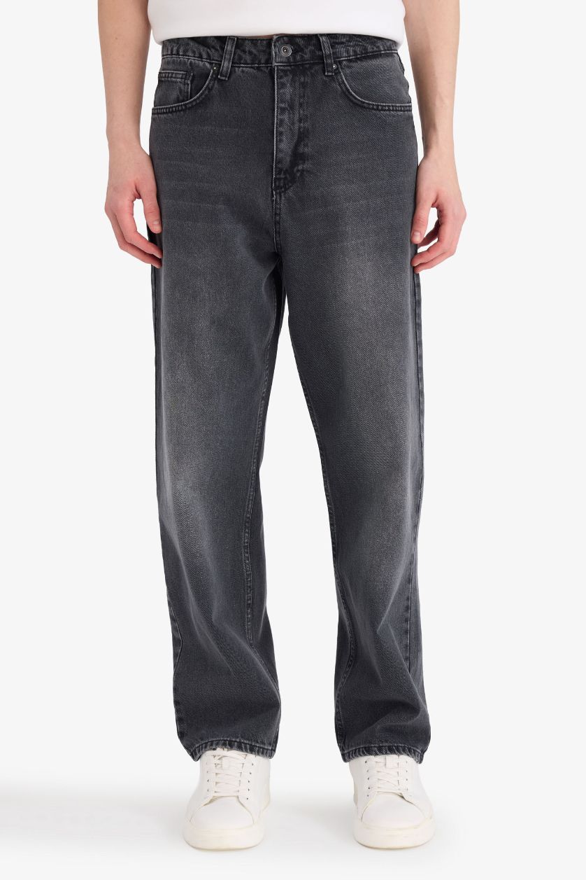 Erkek Antrasit Baggy Fit Jean Pantolon