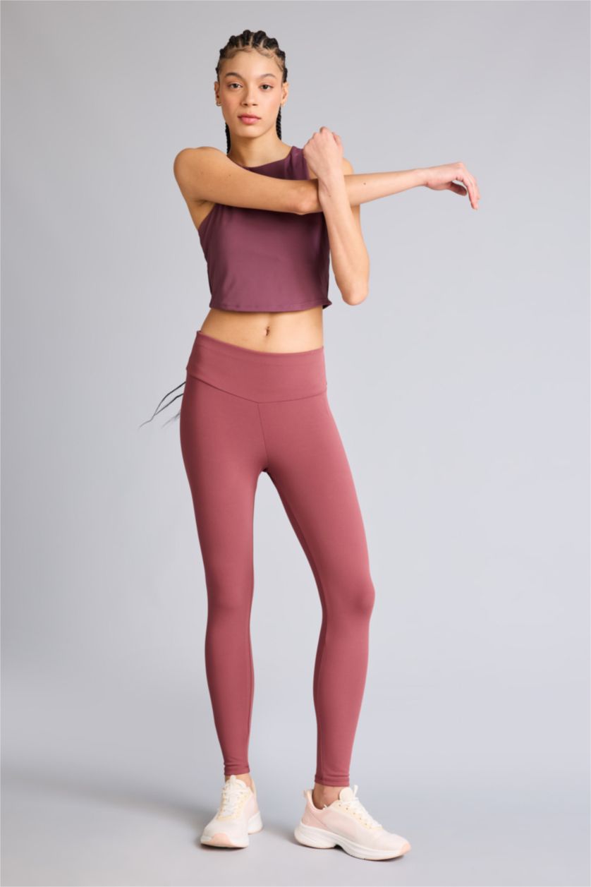 WOMAN Light Bordeaux High Waist Ankle Length Leggings