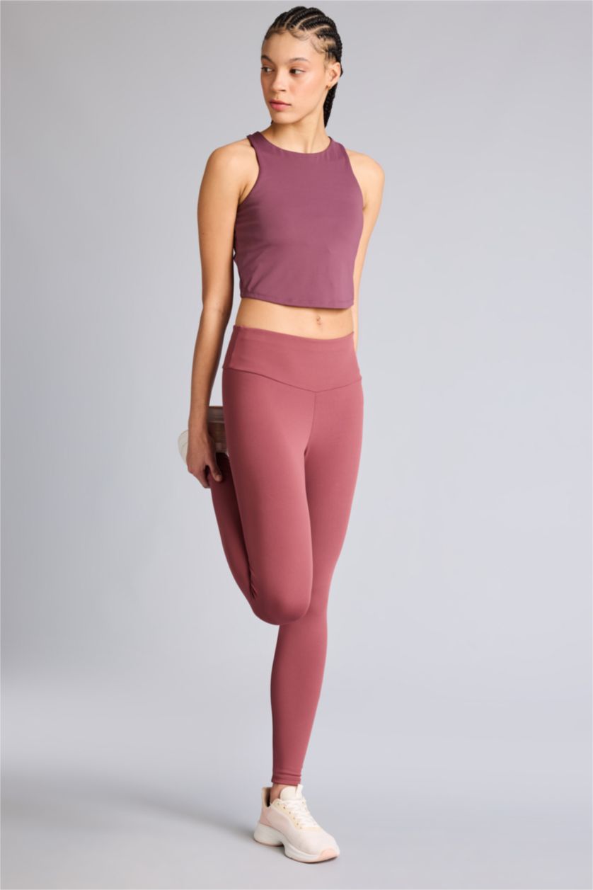 WOMAN Light Bordeaux High Waist Ankle Length Leggings