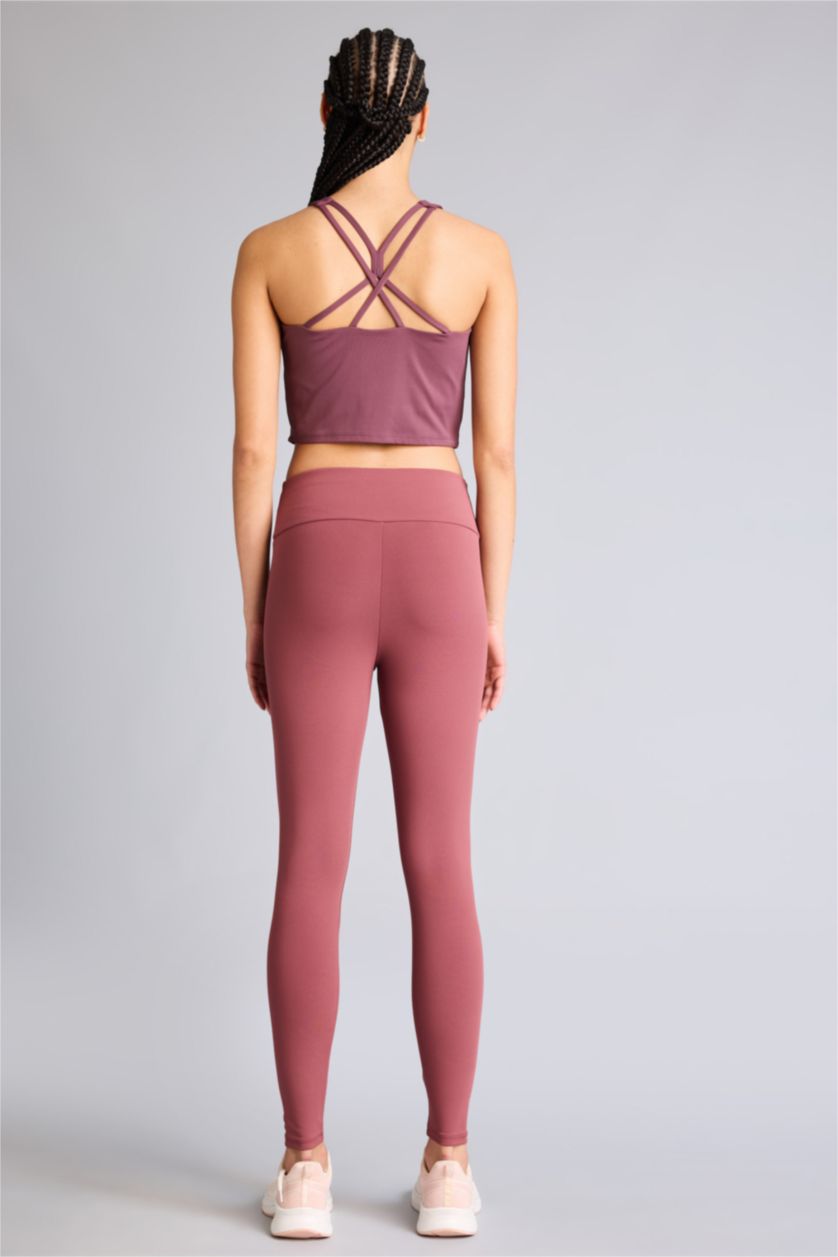 WOMAN Light Bordeaux High Waist Ankle Length Leggings