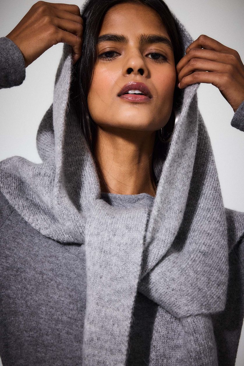 Kadın Gri Kadın Triko Atkı