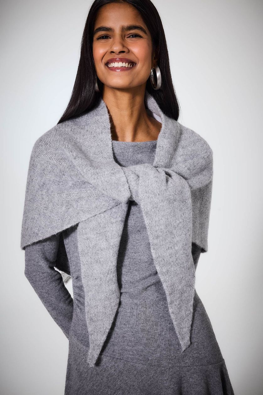 Kadın Gri Kadın Triko Atkı