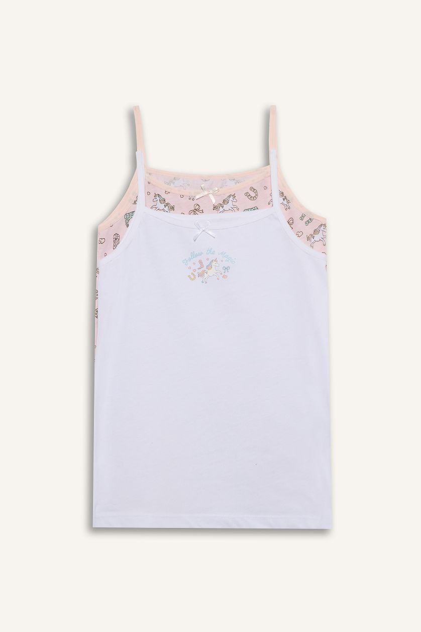 Girls & Teens Light Pink Girl Unicorn Print 2 Piece Undershirts