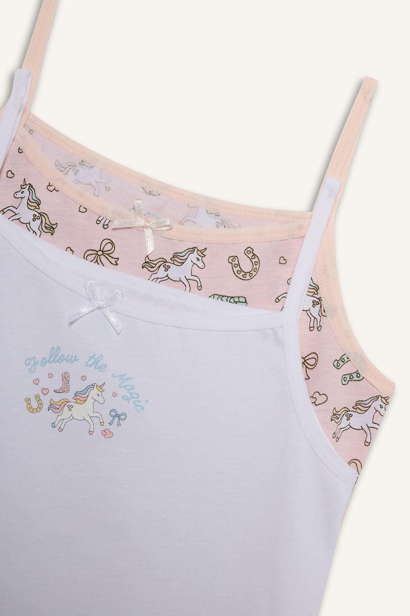 Girls & Teens Light Pink Girl Unicorn Print 2 Piece Undershirts