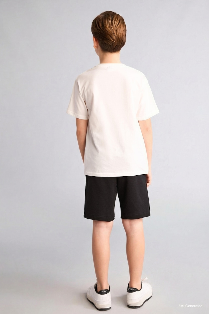 GARÇONS Blanc Ensemble T-shirt et short avec imprimé pour garçon