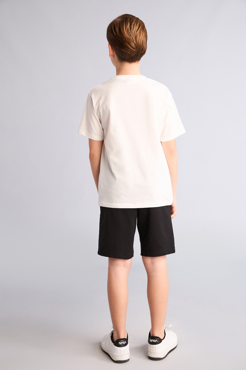Boys & Teens White Boy 2 piece Regular Fit T-shirt and Shorts Set