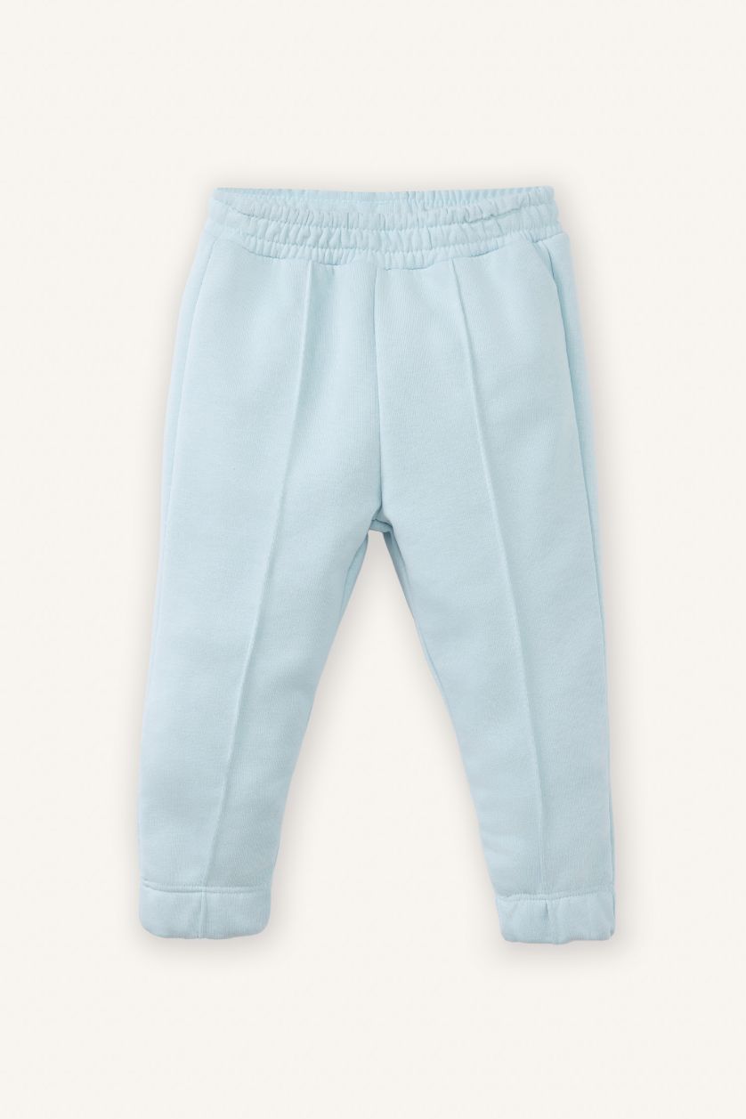 Kız Bebek Açık Mavi Aplike 2'li Takım Sweatshirt Eşofman Altı Kız Bebek