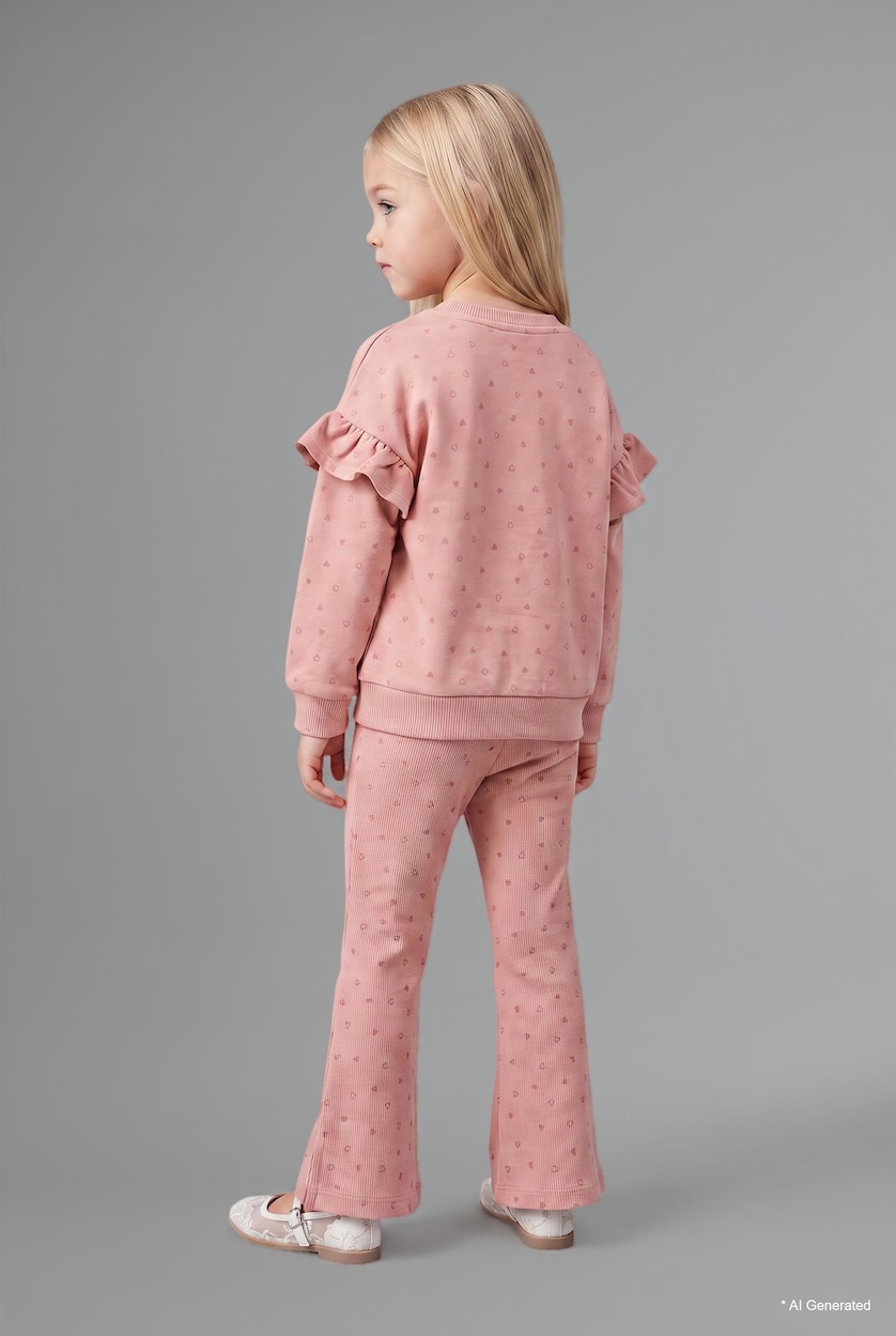 Baby Girls Salmon Baby Girl Printed Sweatshirt Leggings