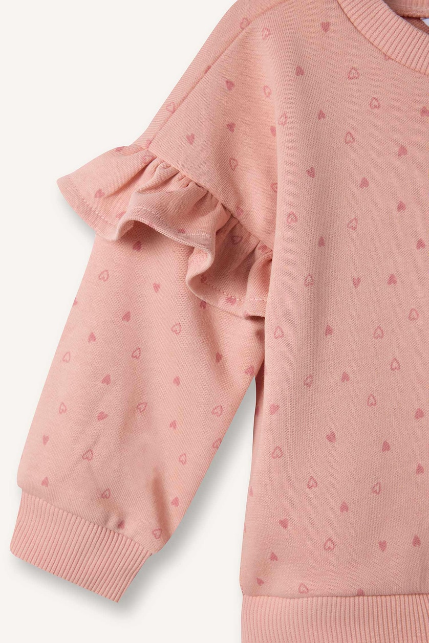 Baby Girl Salmon Baby Girl Printed Sweatshirt Leggings