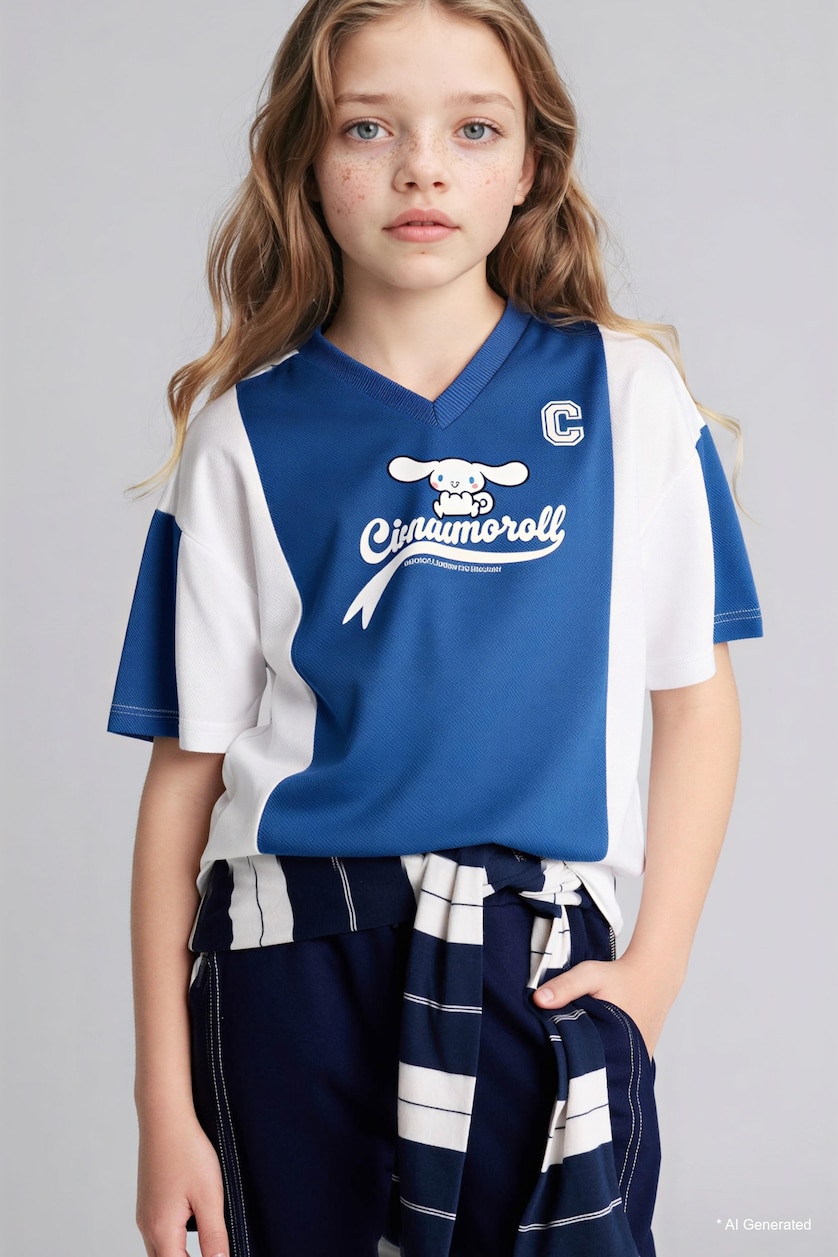 Girls & Teens White Oversize Printed Short Sleeve T-Shirt