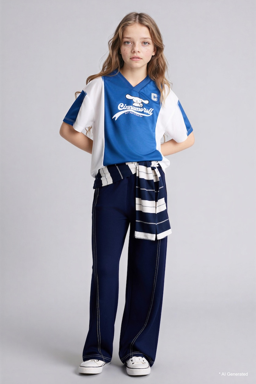Girls & Teens White Oversize Printed Short Sleeve T-Shirt