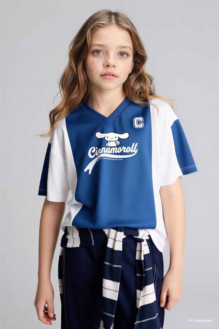 Girls & Teens White Oversize Printed Short Sleeve T-Shirt