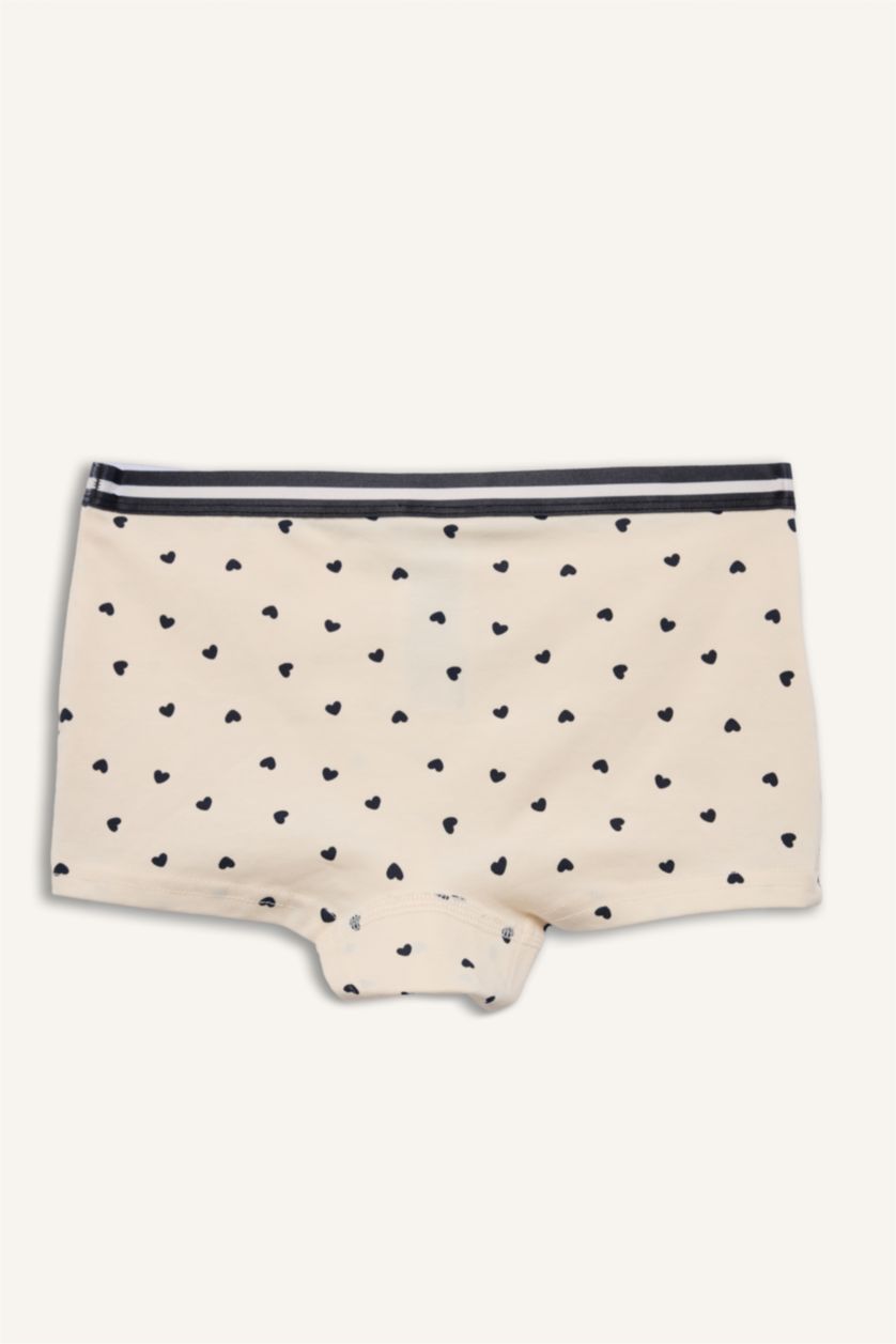 Kız Çocuk - Genç Kız Taş Kalp Desenli Penye 2'li Boxer Kız Çocuk