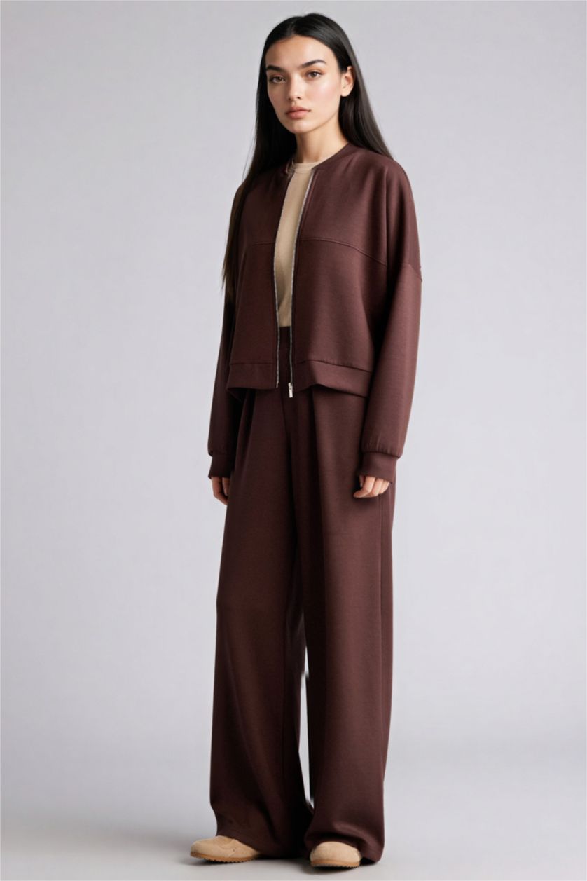Woman Brown Regular Fit Basic Trousers