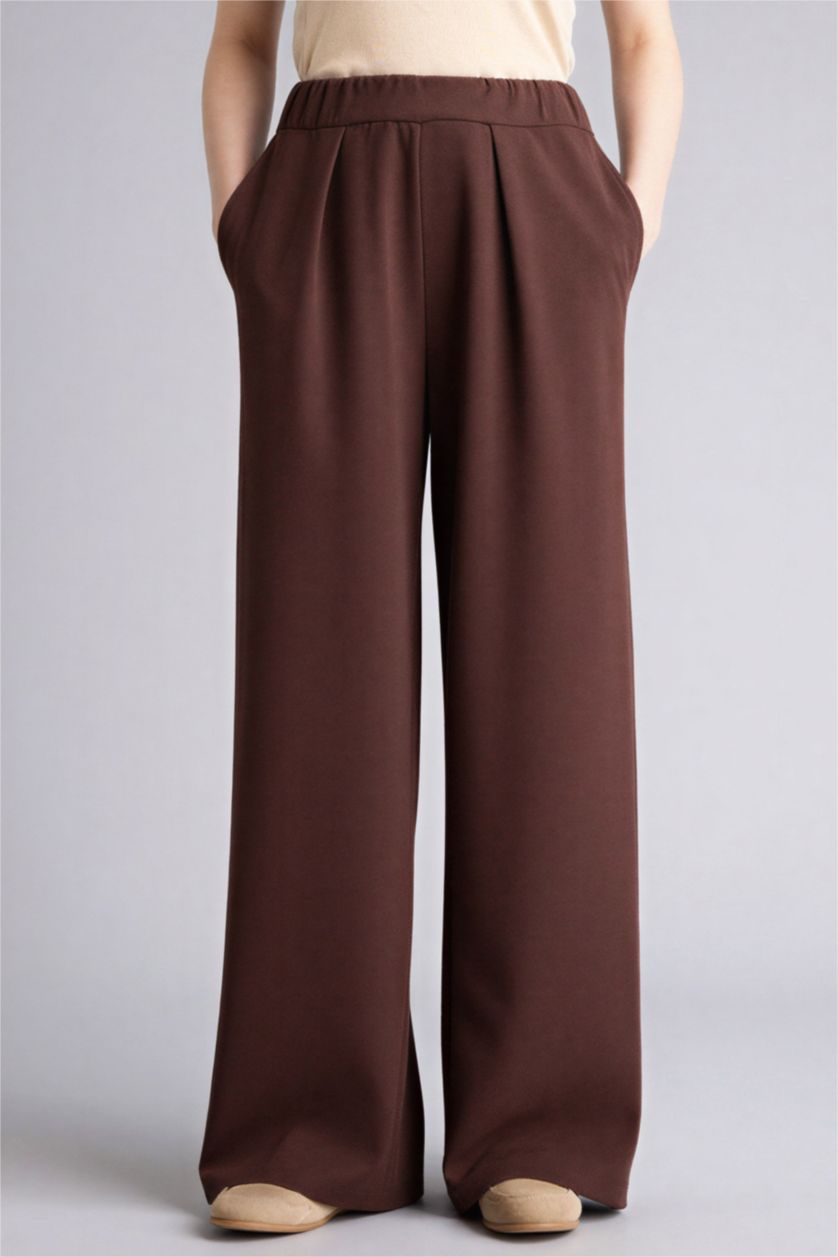 Woman Brown Regular Fit Basic Trousers