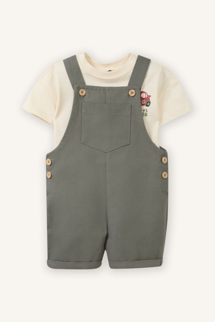 Erkek Bebek Açık Taş Hayvan Baskılı 2'li Takım Erkek Bebek