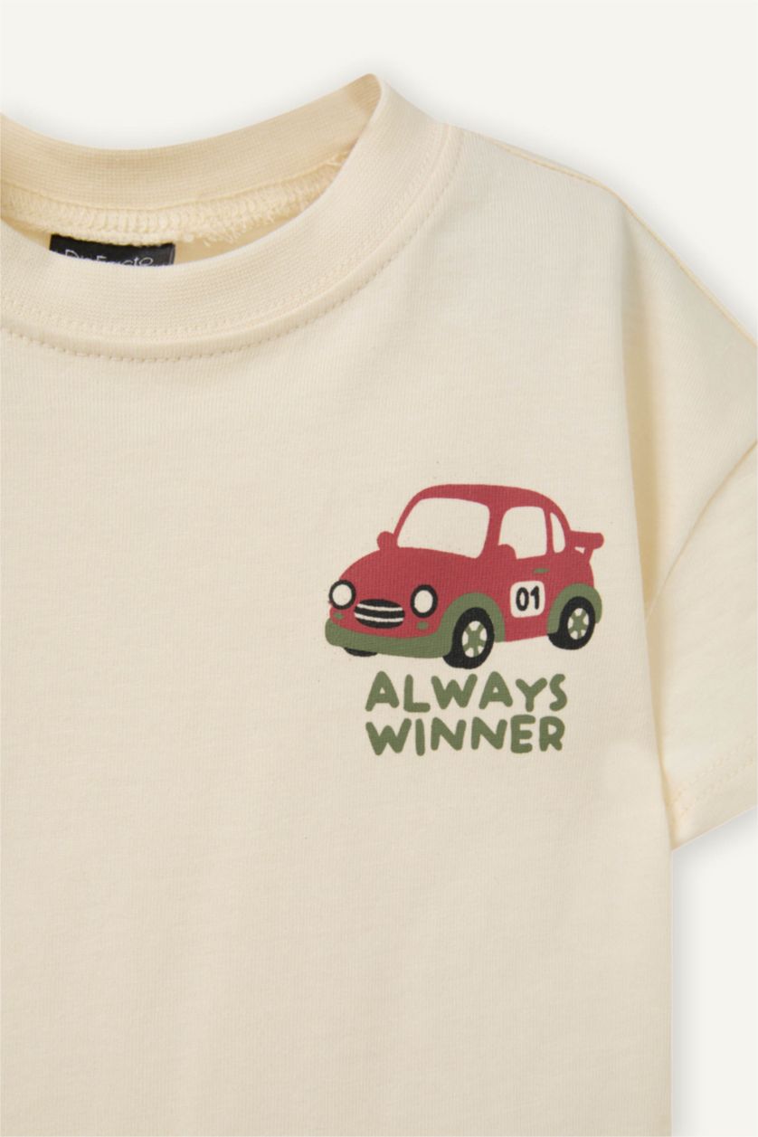 Erkek Bebek Açık Taş Hayvan Baskılı 2'li Takım Erkek Bebek