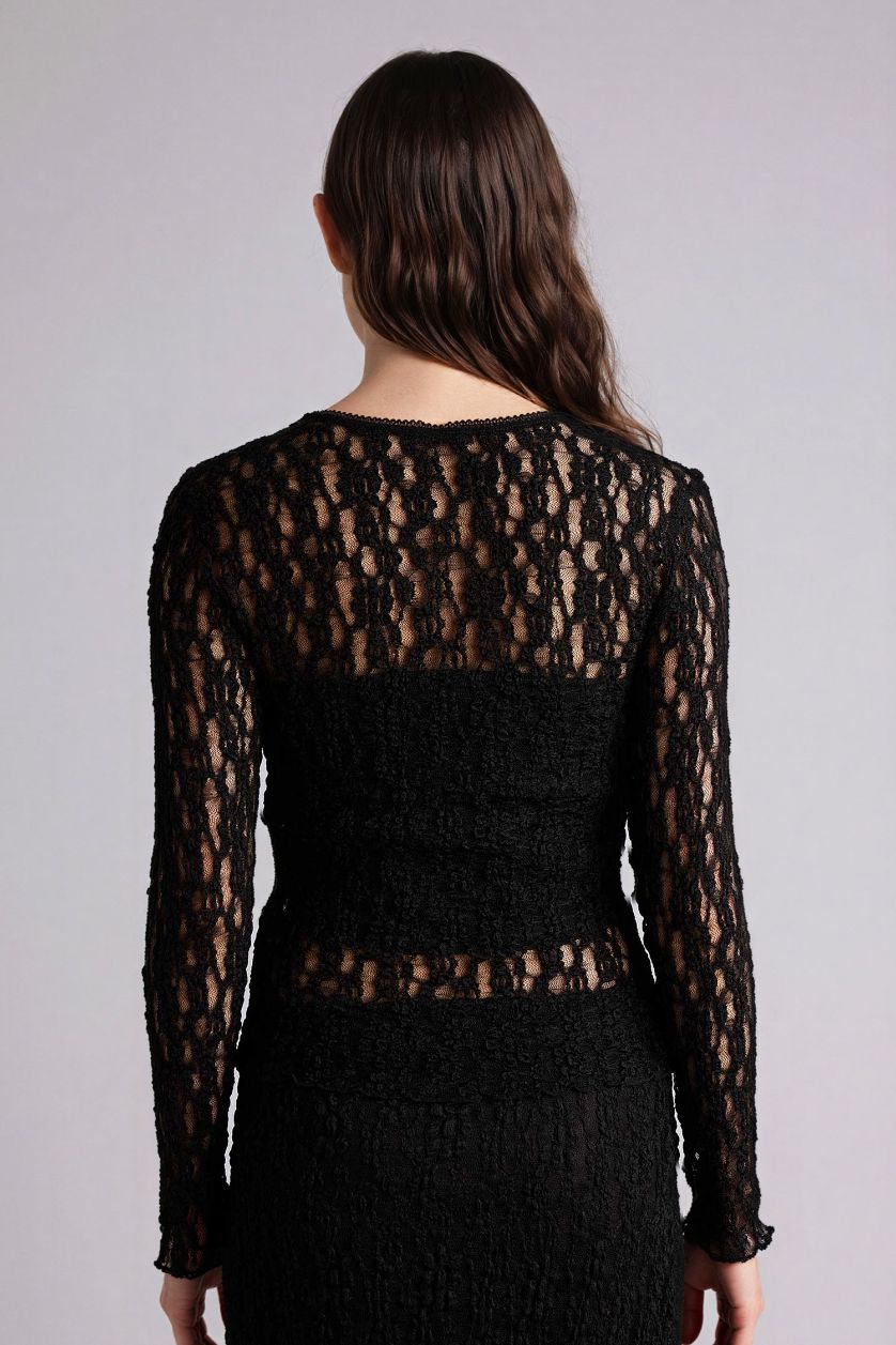 Kadın Siyah Fıtted Dantel Bluz