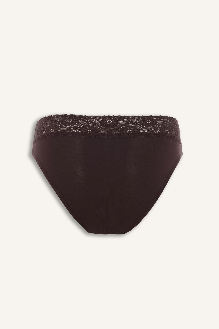 نساء بني كيلوت سليب بالدانتيل - 3 قطع