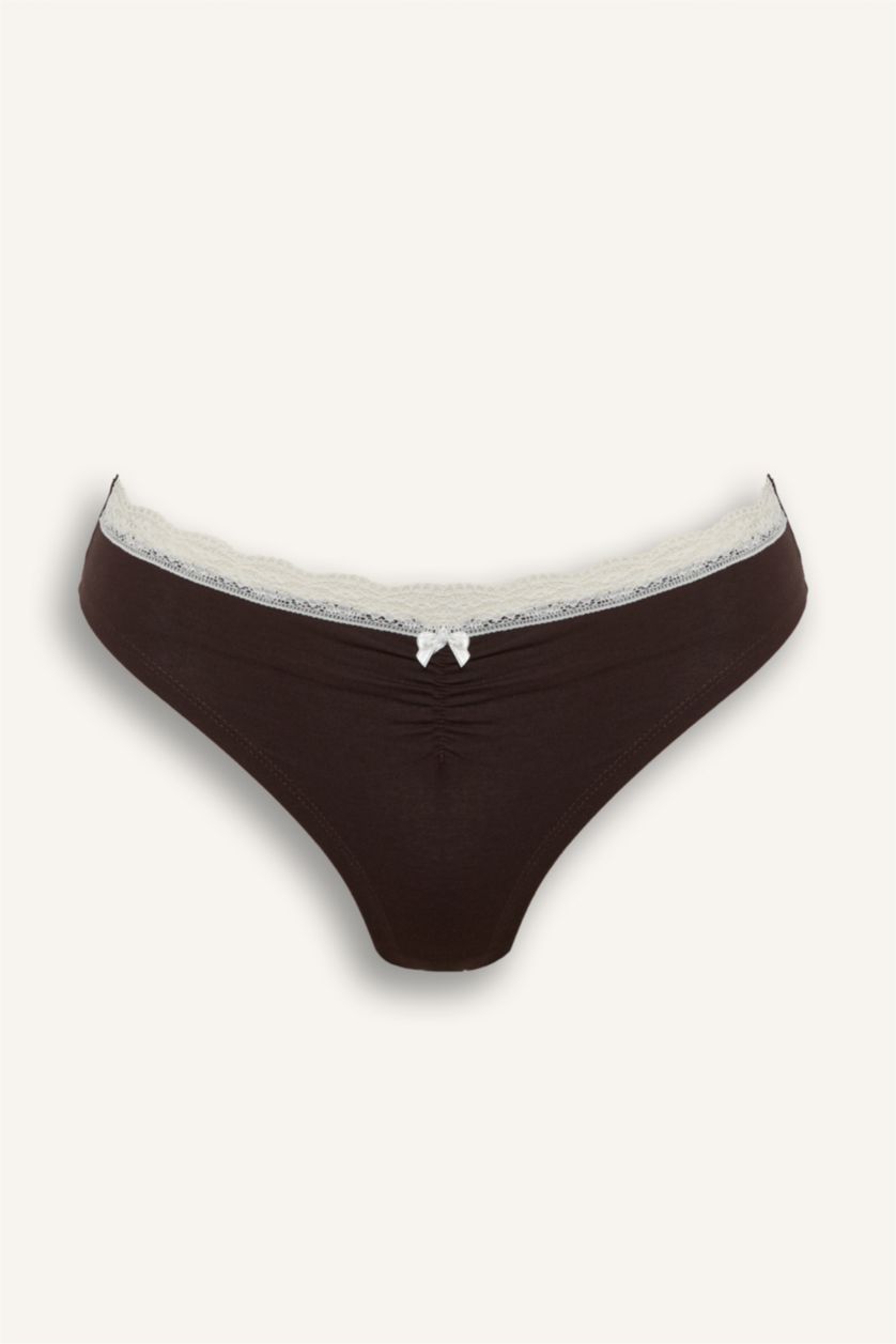 Kadın Gri Melanj Dantel Detaylı 3'lü Külot