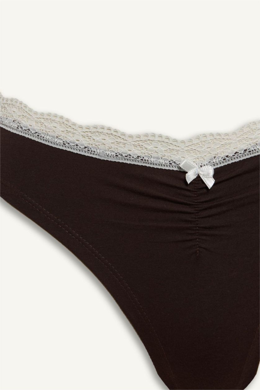 Kadın Gri Melanj Dantel Detaylı 3'lü Külot