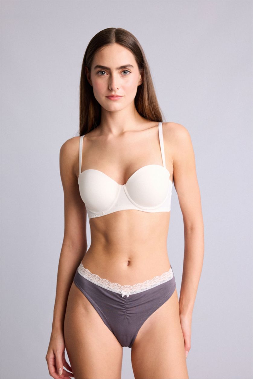 Women Grey Melange 3 piece Lace Panties Set