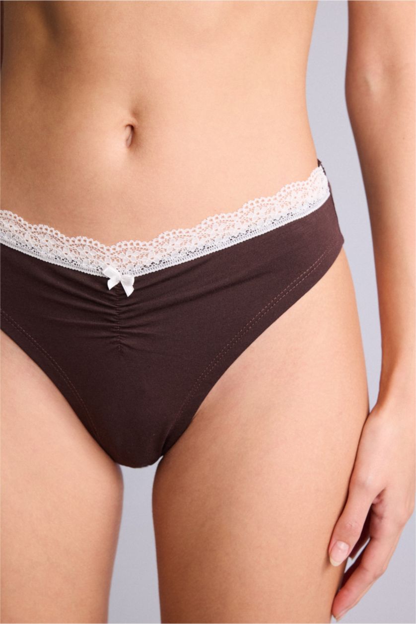 Women Indigo Lace Detail 3 Piece Panties