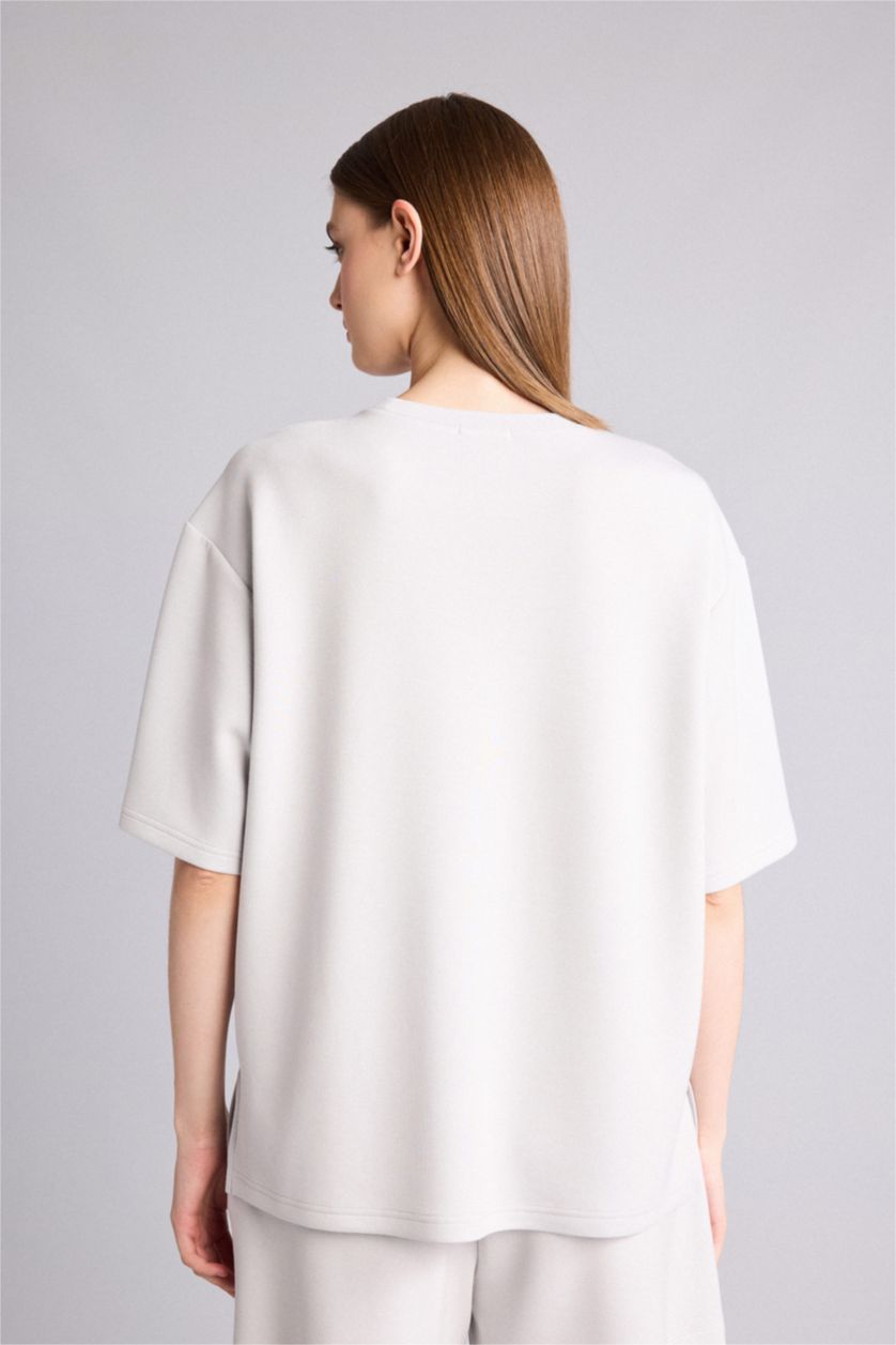 WOMAN Light Grey Oversize Fit modal Short Sleeve T-Shirt