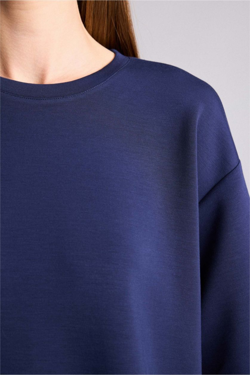 WOMAN NAVY Oversize Fit modal Short Sleeve T-Shirt