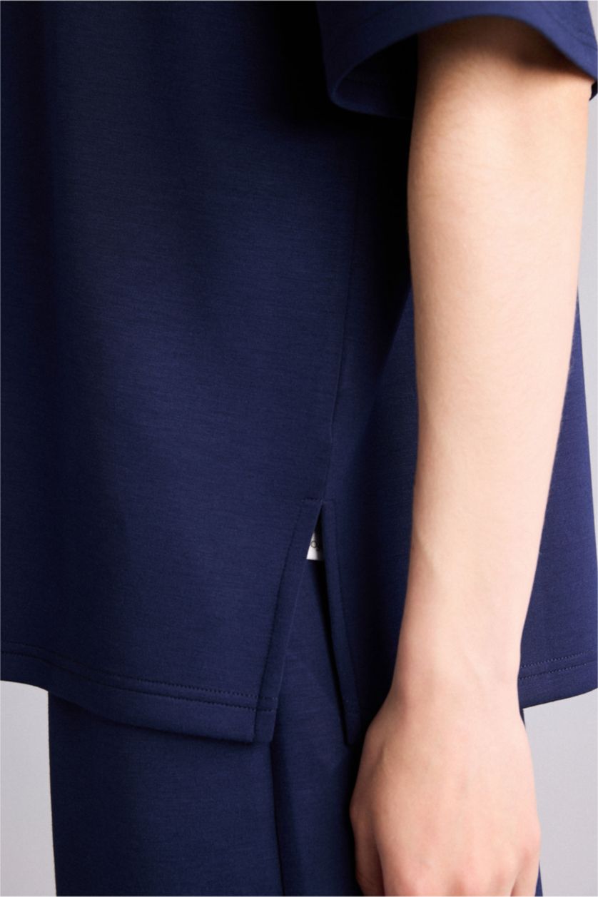 WOMAN NAVY Oversize Fit modal Short Sleeve T-Shirt