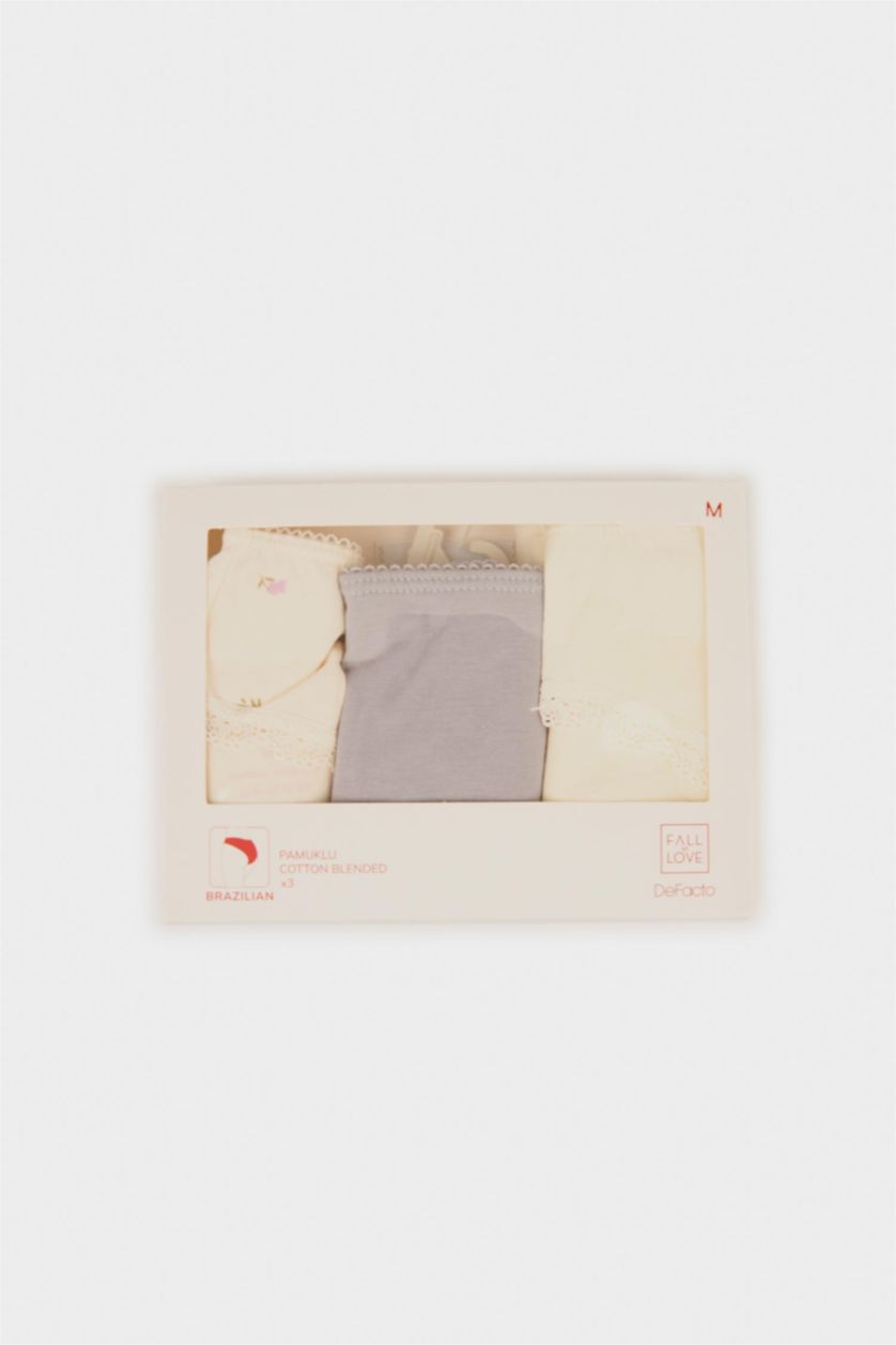 Kadın Ekru 3'lü Slip Külot