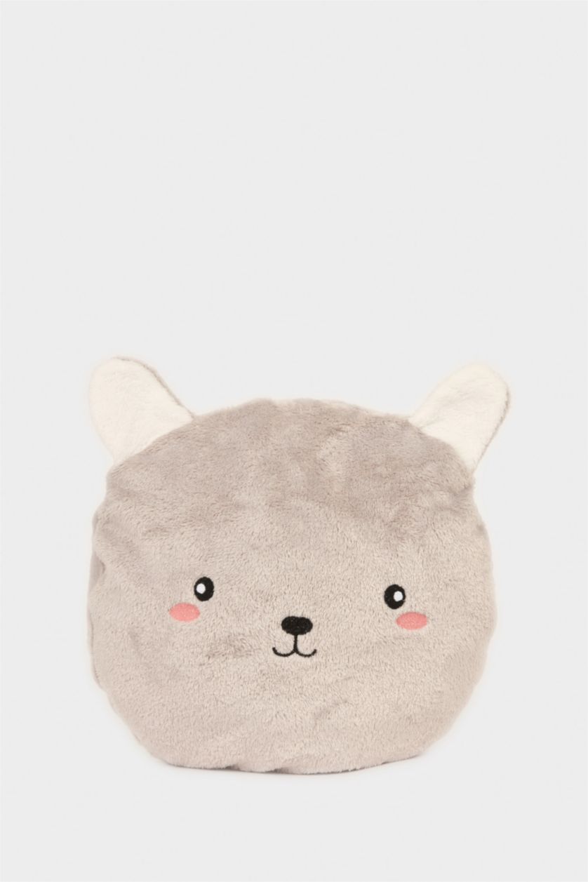 Kız Çocuk - Genç Kız Gri Küçük Kapüşonu Yastık Olabilen Kadife Pijama Elbise Kız Çocuk