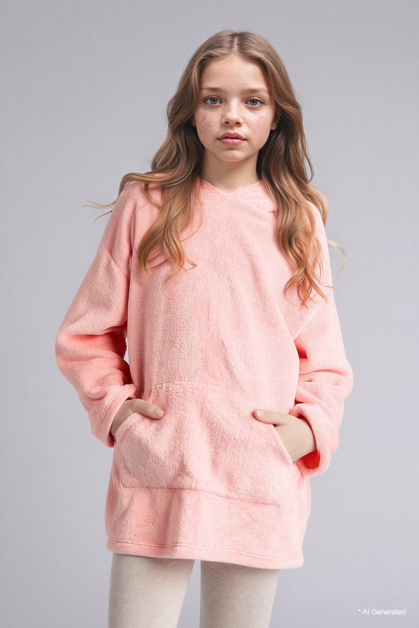 GIRLS & TEENS Pink Girl Velvet Pajama Dress
