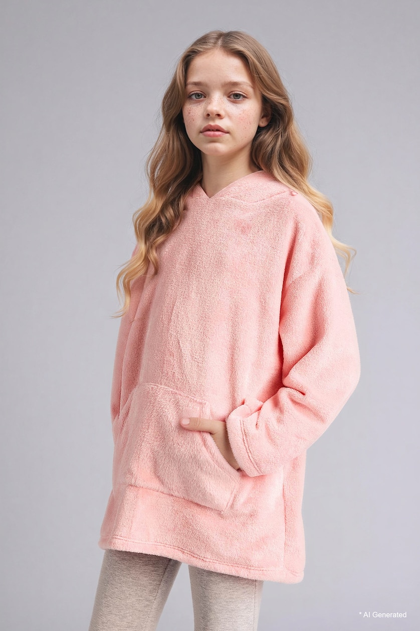GIRLS & TEENS Pink Girl Velvet Pajama Dress