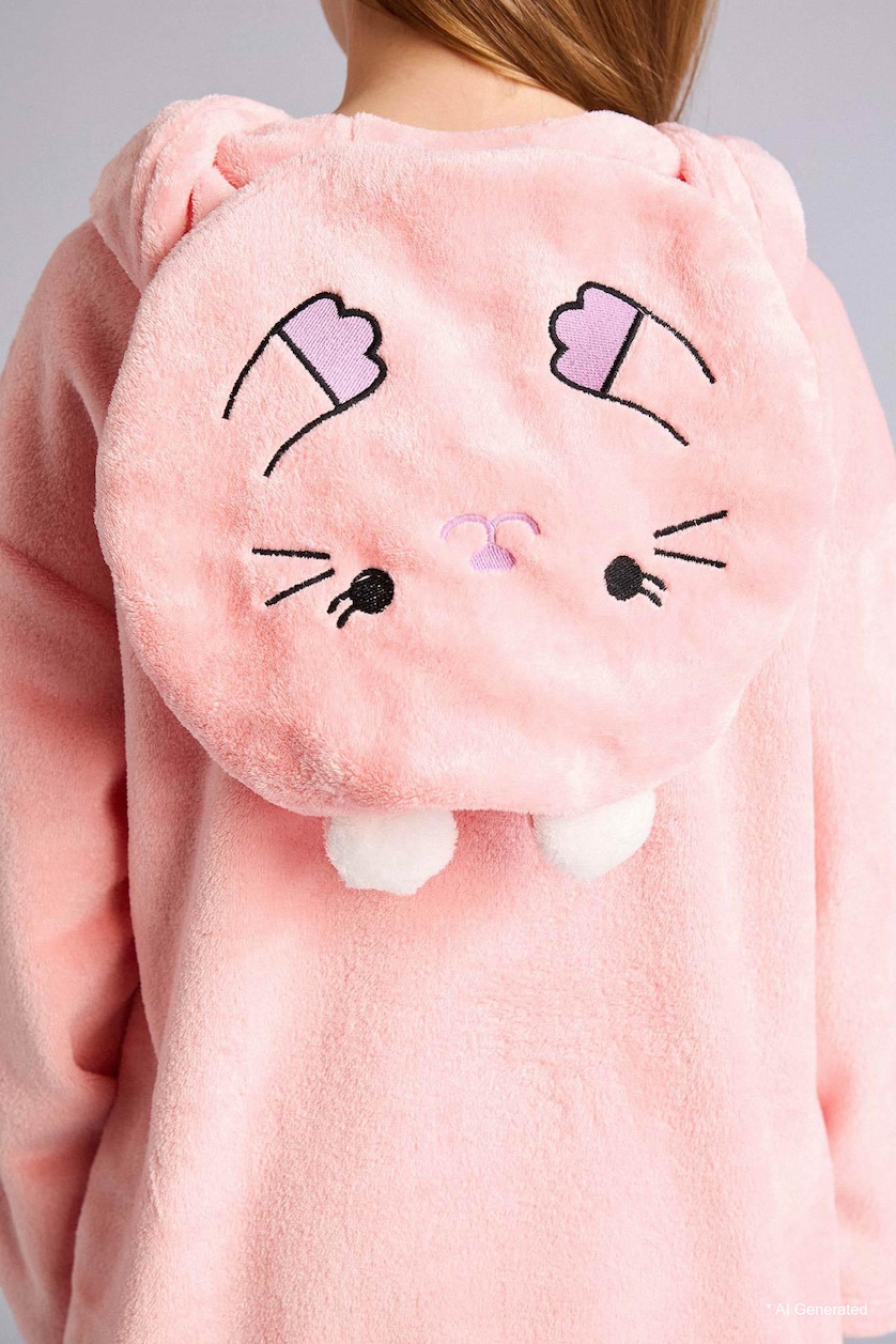 GIRLS & TEENS Pink Girl Velvet Pajama Dress