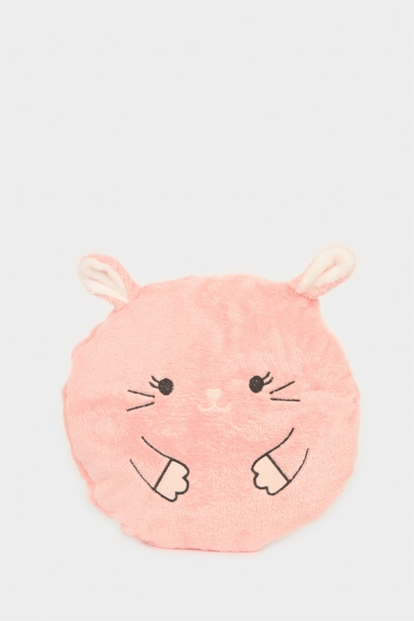 Kız Çocuk - Genç Kız Pembe Kapüşonu Yastık Olabilen Kadife Pijama Elbise Kız Çocuk