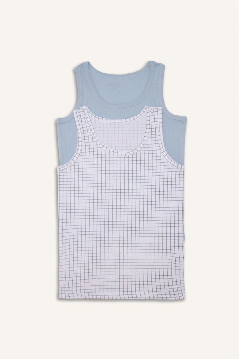 Boys & Teens Light Blue Boy 2 piece Regular Fit Ribana Tank Top