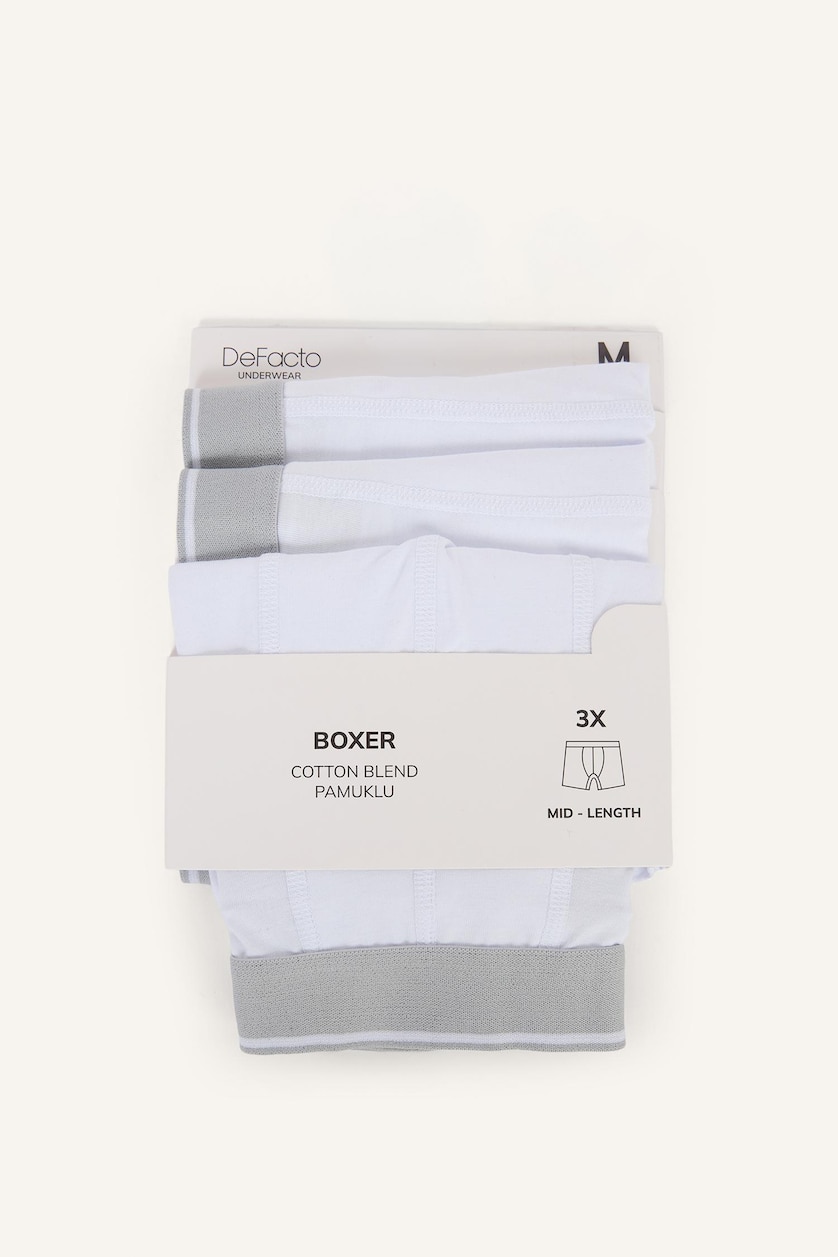 Erkek Beyaz Regular Fıt 3'lü Boxer