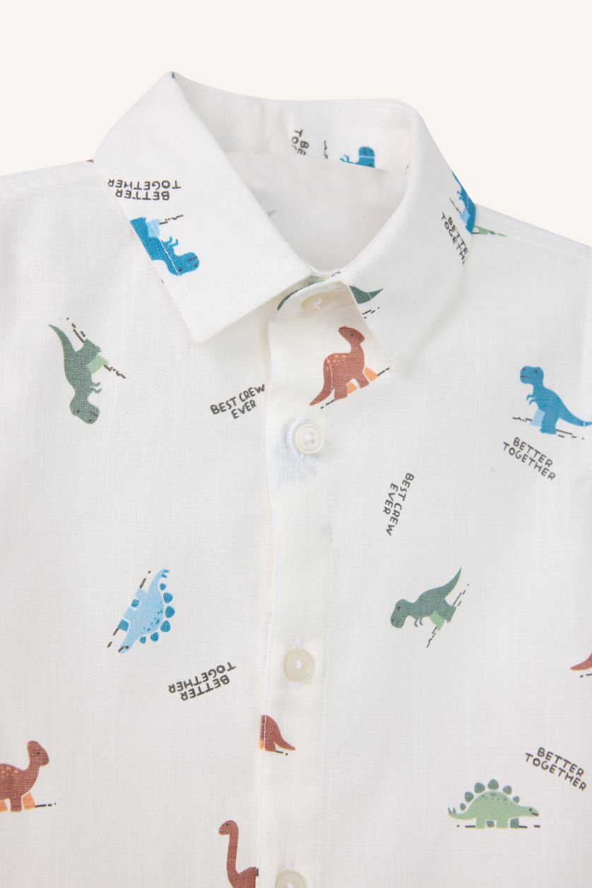 BÉBÉ GARÇON Écru Chemise aspect lin imprimée dinosaures pour bébé garçon