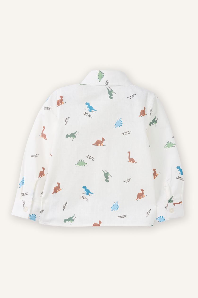 BÉBÉ GARÇON Écru Chemise aspect lin imprimée dinosaures pour bébé garçon