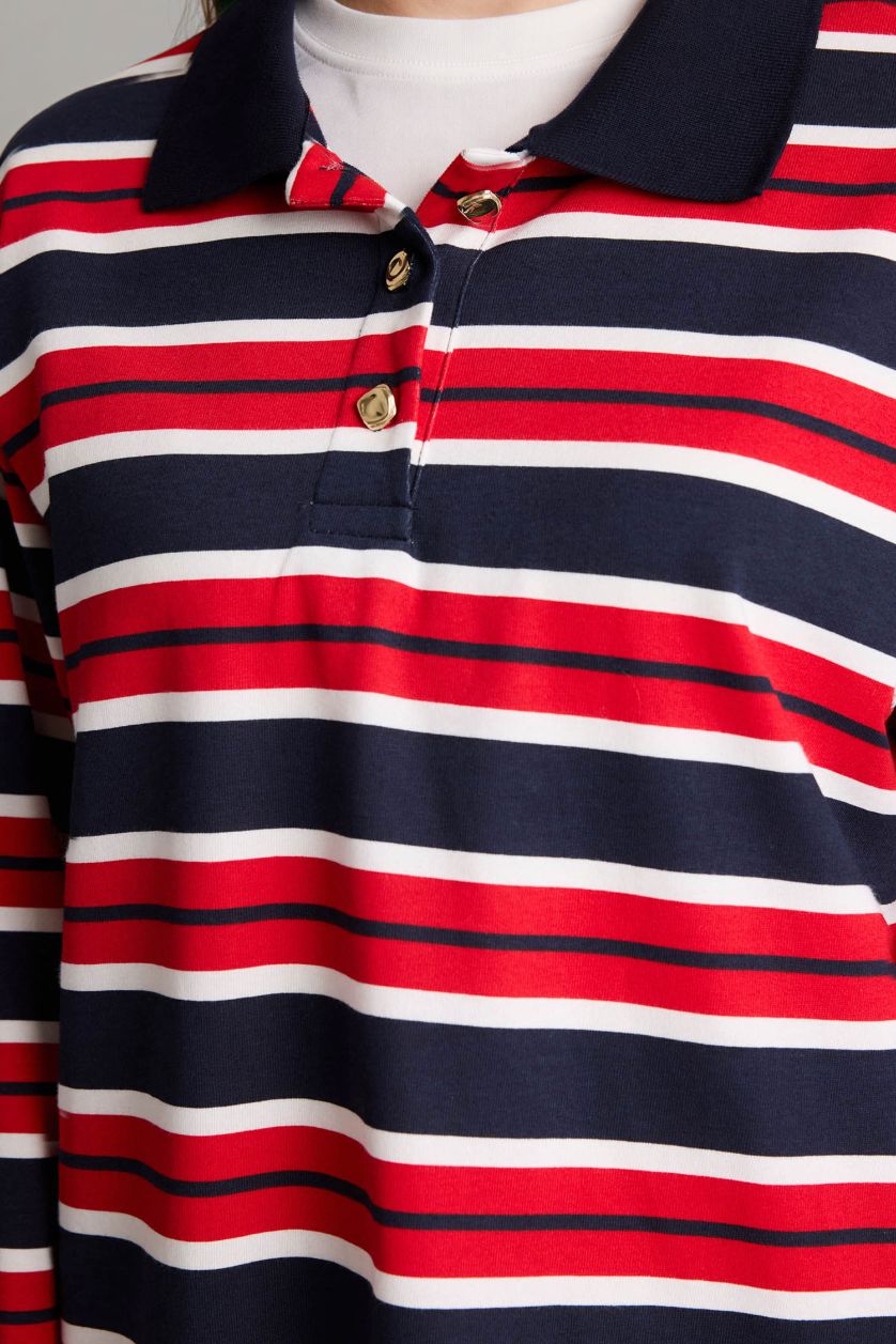 Kadın Lacivert Çizgili Sweatshirt Tunik