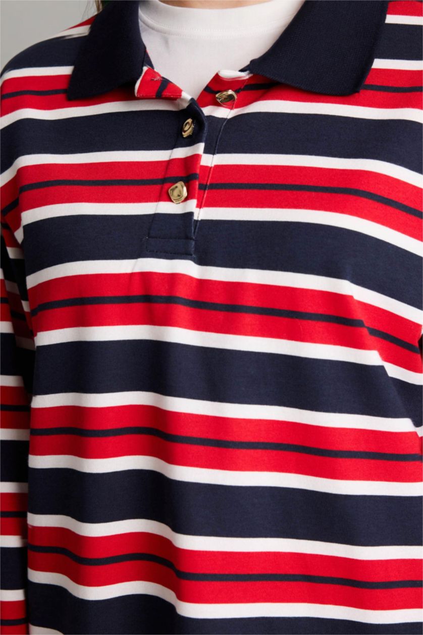 Woman NAVY Regular Fit Polo Collar Sweat Tunic