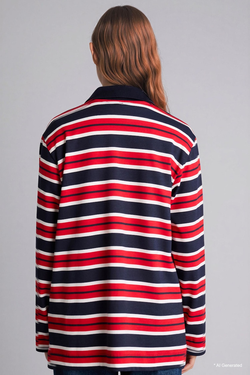 Kadın Lacivert %100 Pamuk Regular Fıt Polo Yaka Sweatshirt Tunik