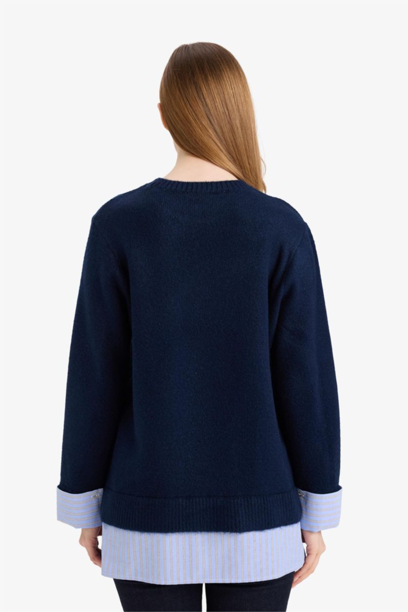 Kadın Lacivert Regular Fıt Triko Tunik