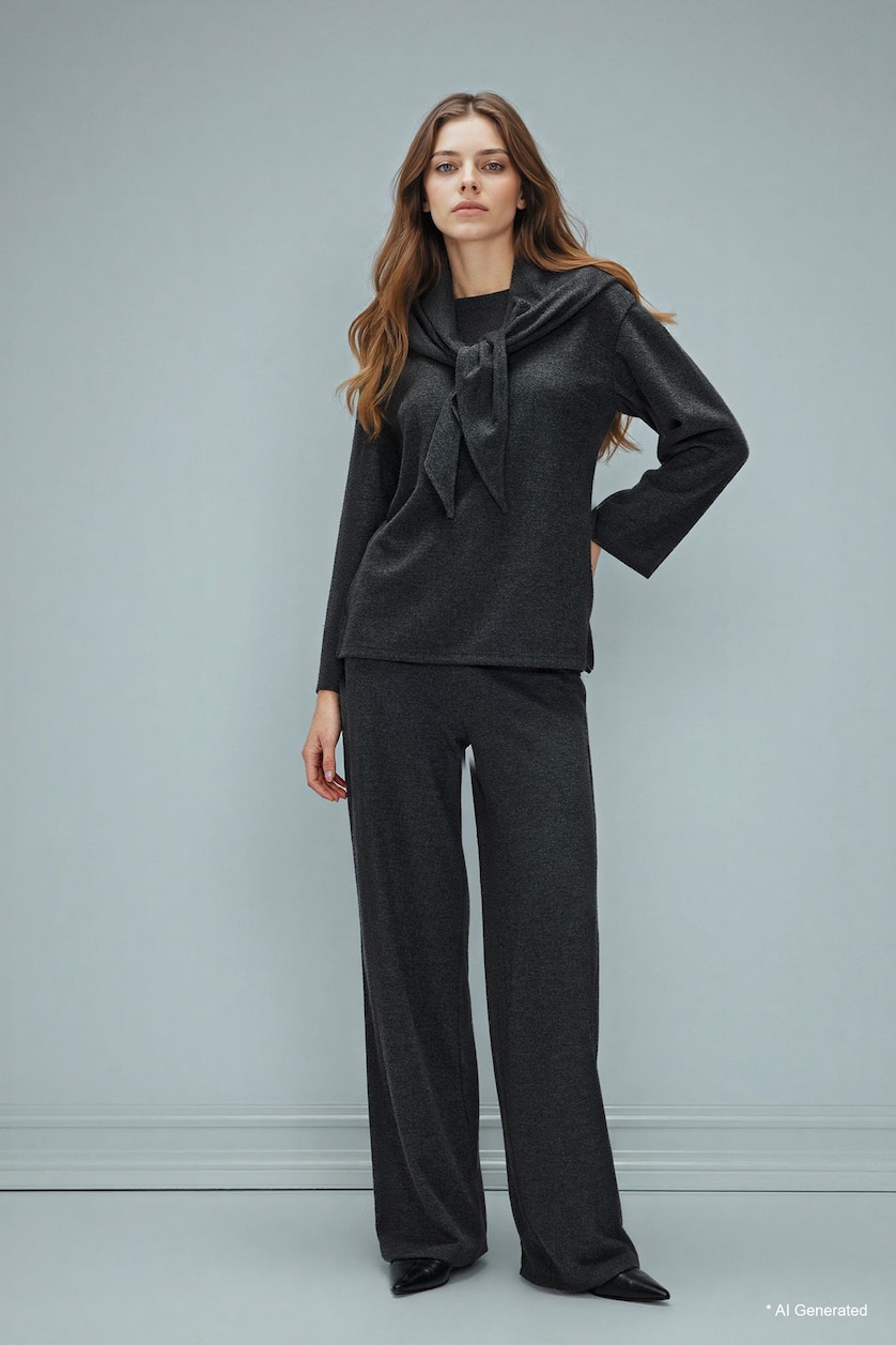WOMAN Anthracite Melange Wide Leg Trousers