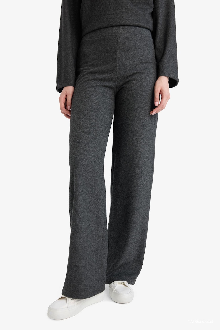 WOMAN Anthracite Melange Wide Leg Trousers