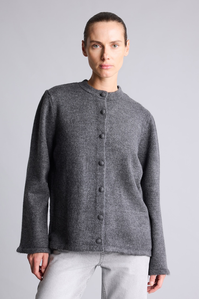 Women Dark Anthracite Regular Fit Knitwear Cardigan